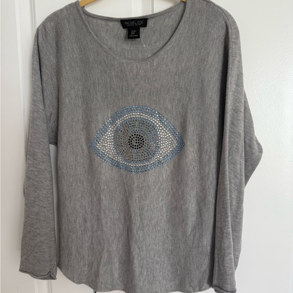 Rachel Zoe Gray Graphic Sweatshirt with Relaxed Fit